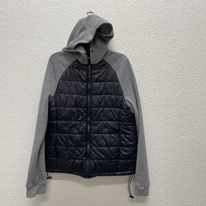 Biccini Youth Lightweight Jacket Quilted Hoddie S Small Mixed Textiles Gray Blac